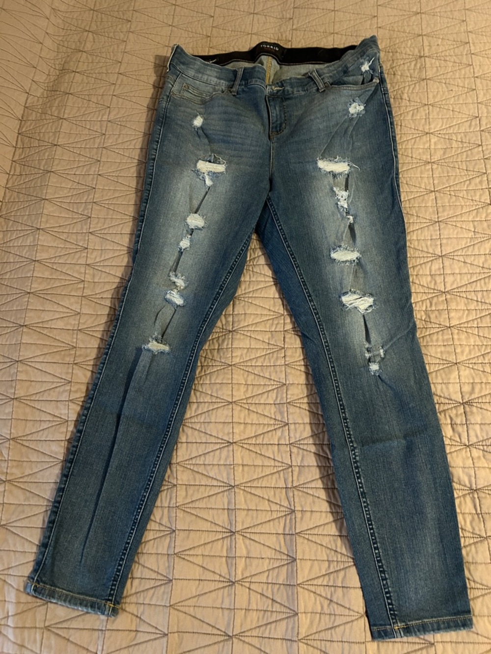 torrid Ripped Medium Blue Skinny Jeans